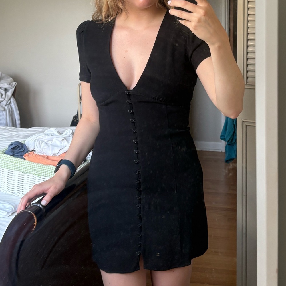 Aritzia Black Button-Up Mini Dress